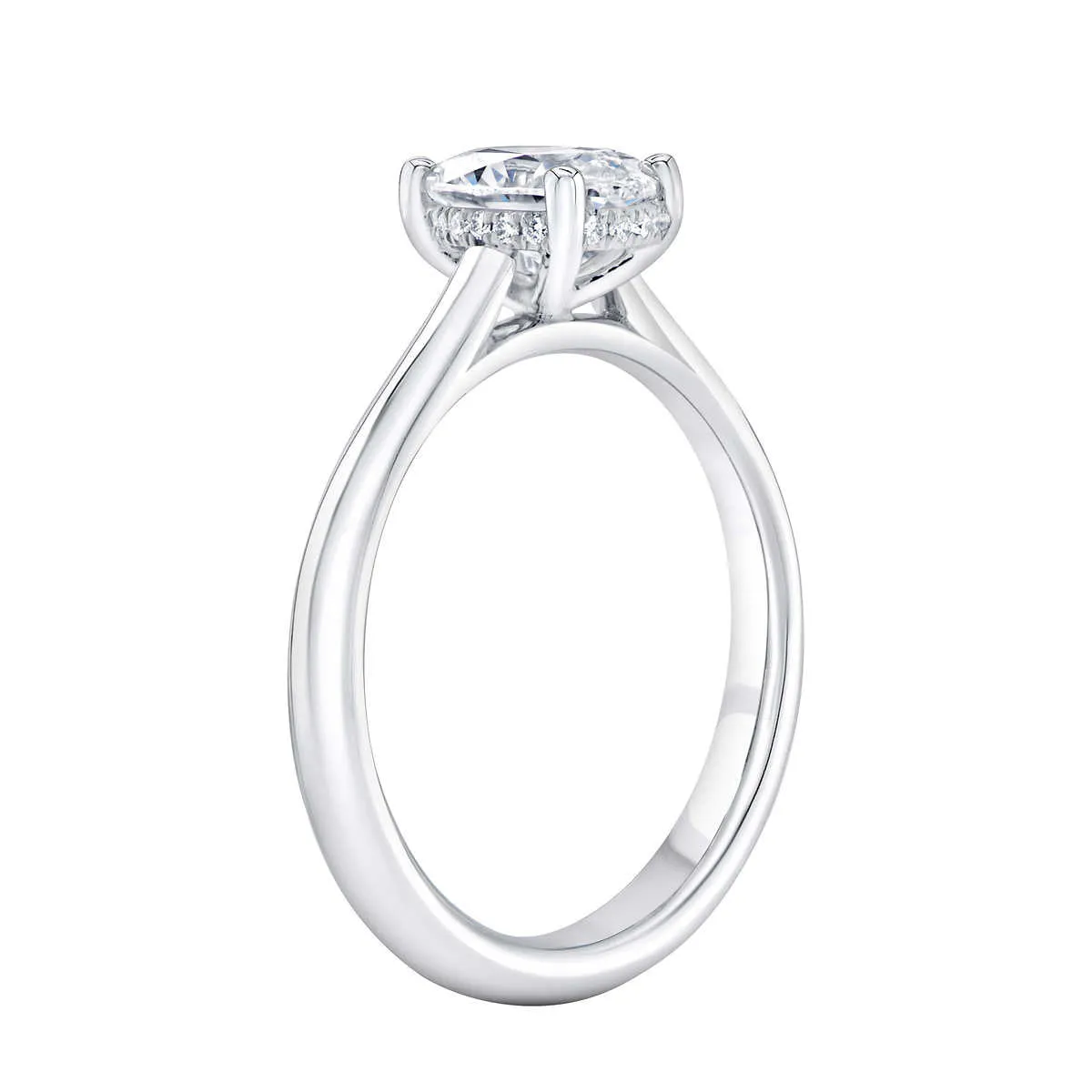 1 1/3Ct Oval Diamond Solitaire Engagement Ring in White Gold Lab Grown