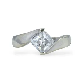 10K White gold solitaire princess cut ring