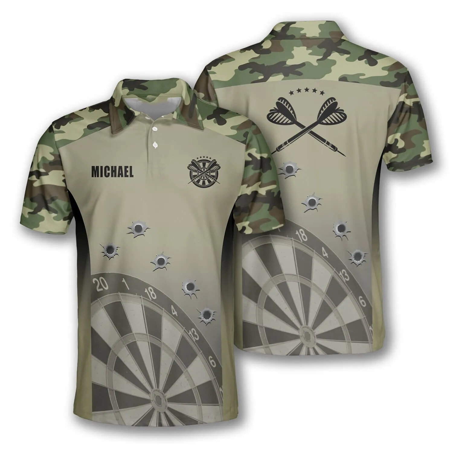 3D All Over Print Camo Dart Polo Shirt, Funny Throw All Miss Dart Shirt, Dart Gift