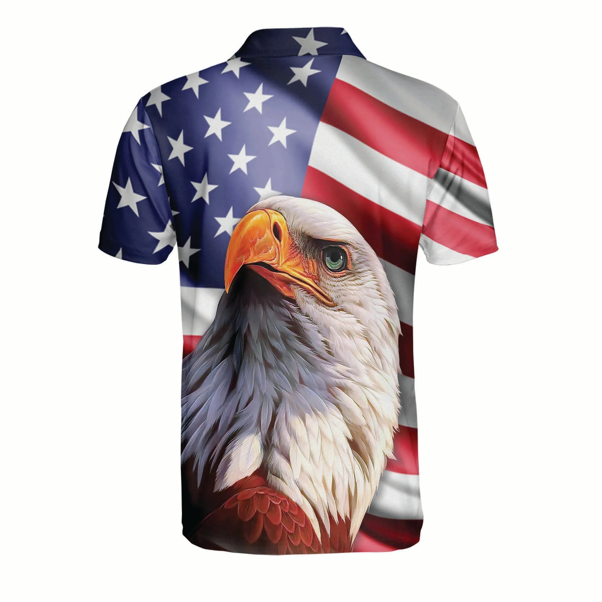 3D All Over Print Patriotic American Design With Eagle Polo Shirt, Idea Shirt for Men in Independence Day