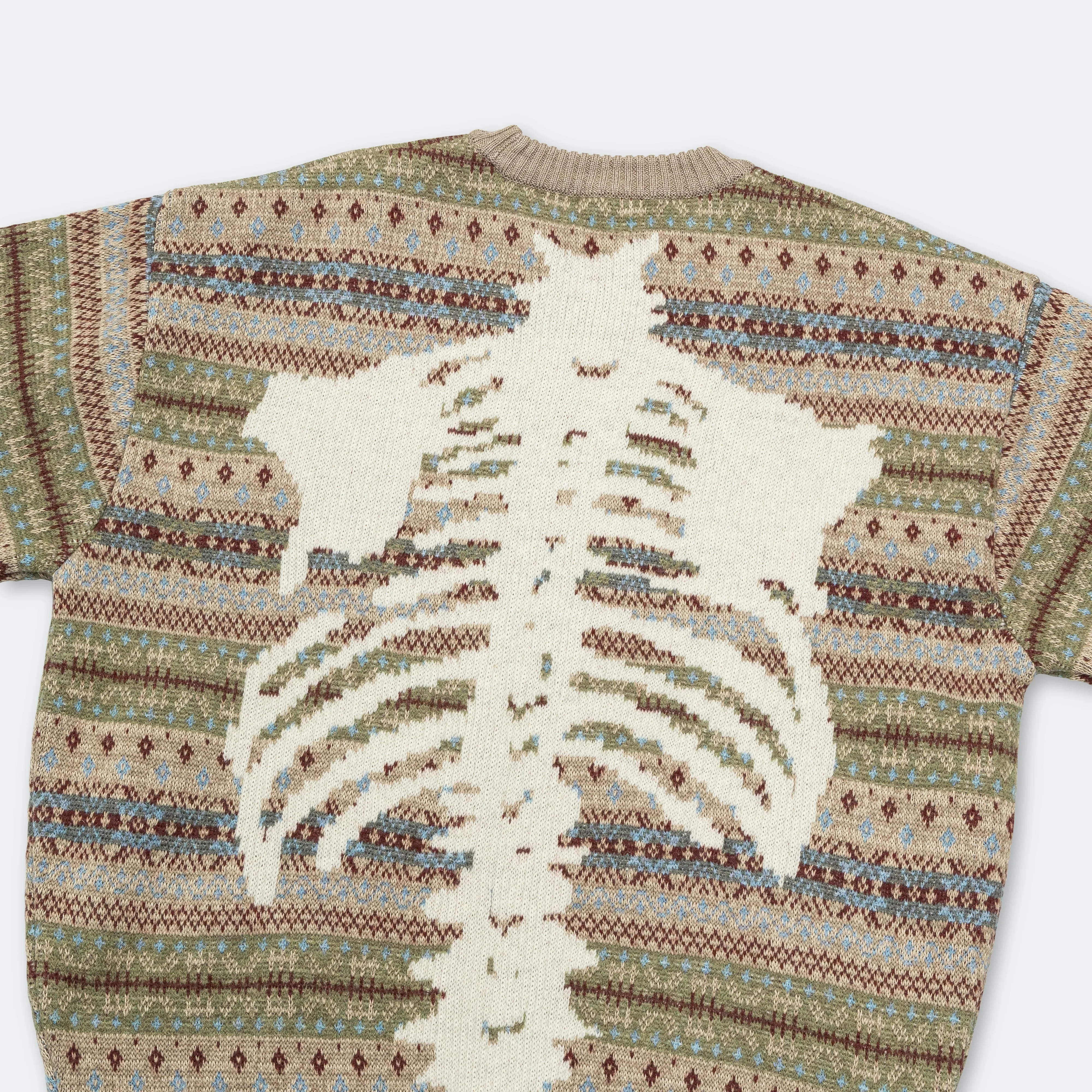 7G Wool FairIsle BONE Crew Sweater - Sax