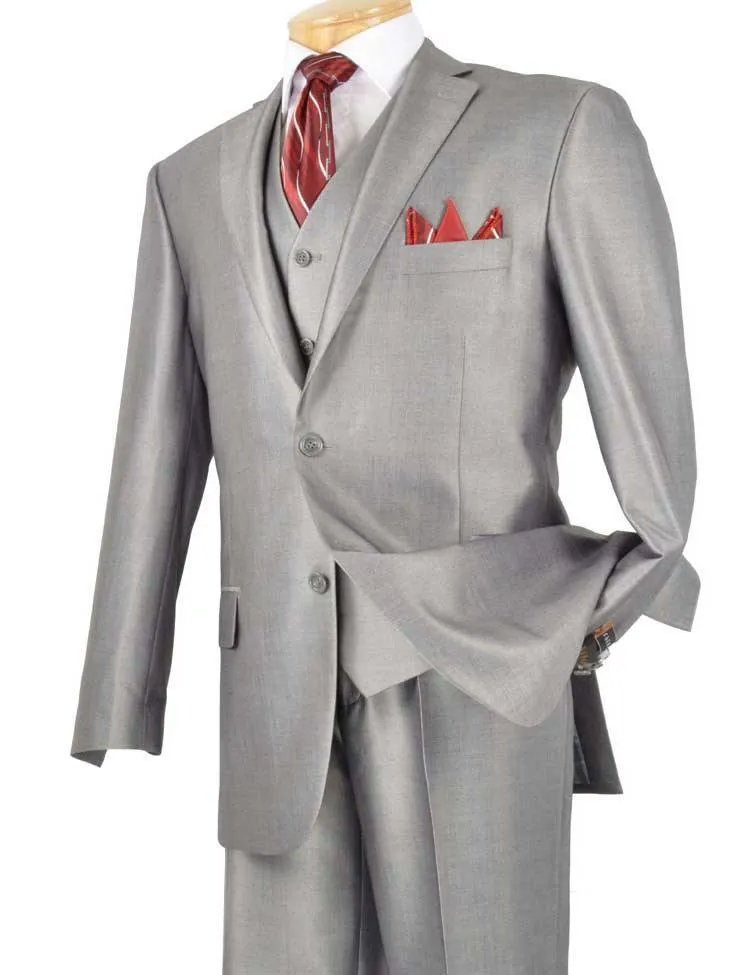 Alfa Collection-Shinny Men's 3 Piece Suit Color Gray