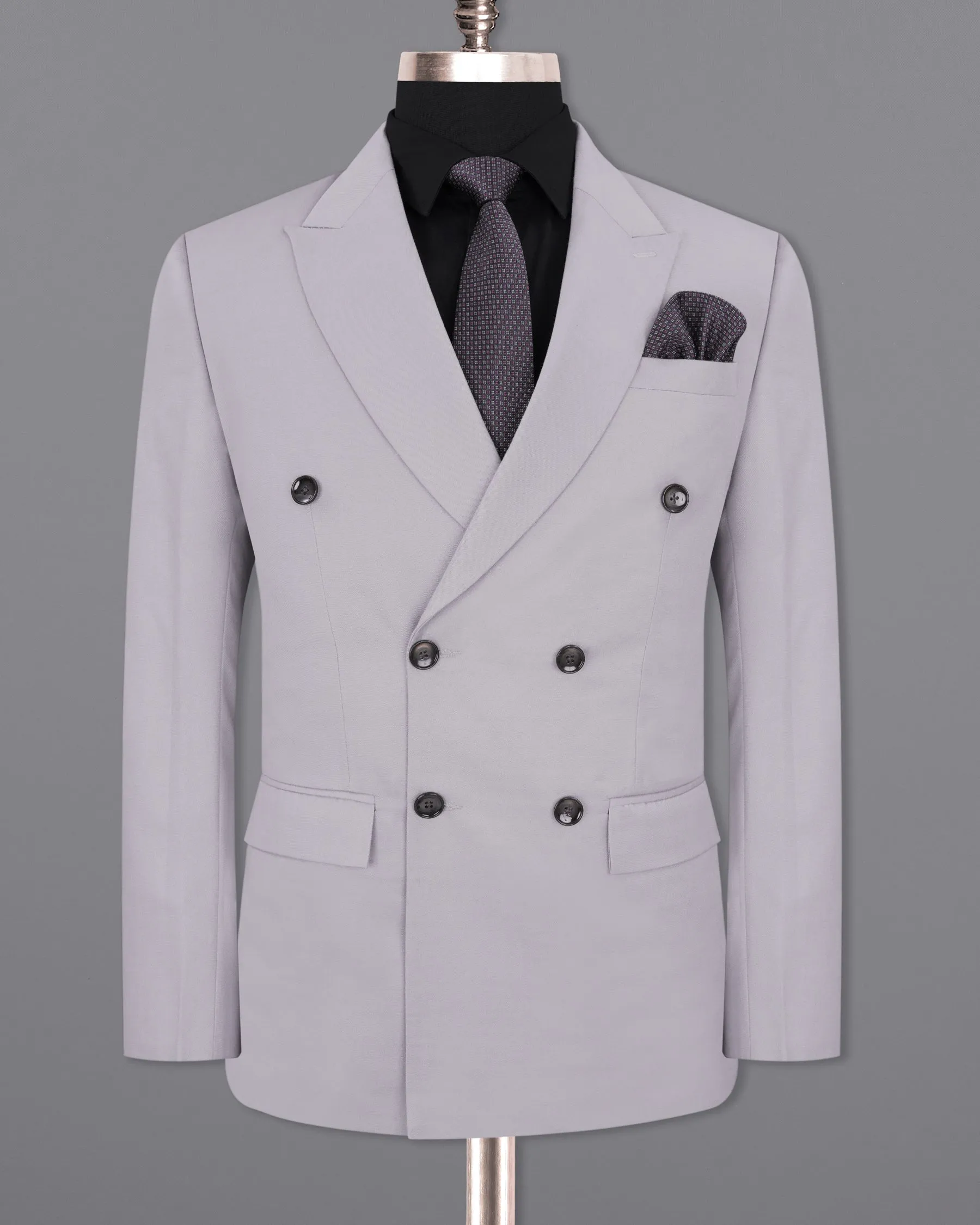 Amethyst Smoke Gray Double-Breasted Blazer