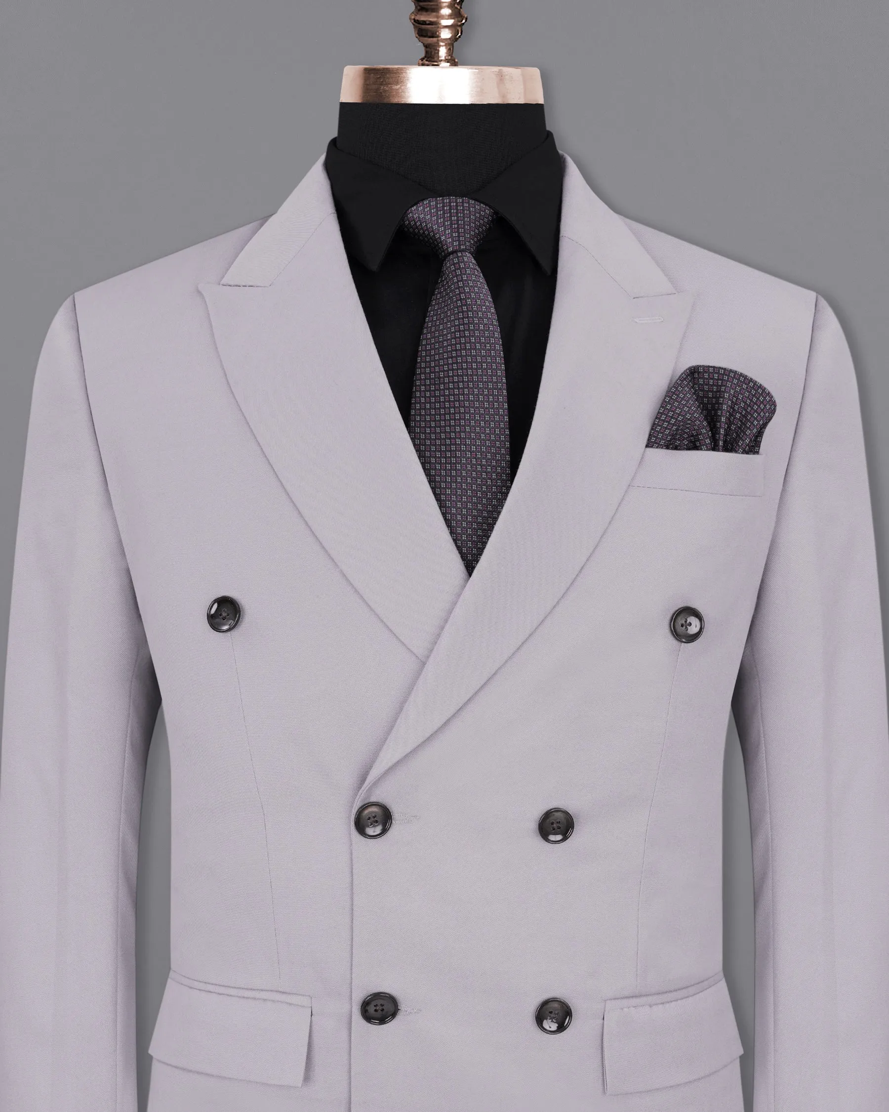 Amethyst Smoke Gray Double-Breasted Blazer