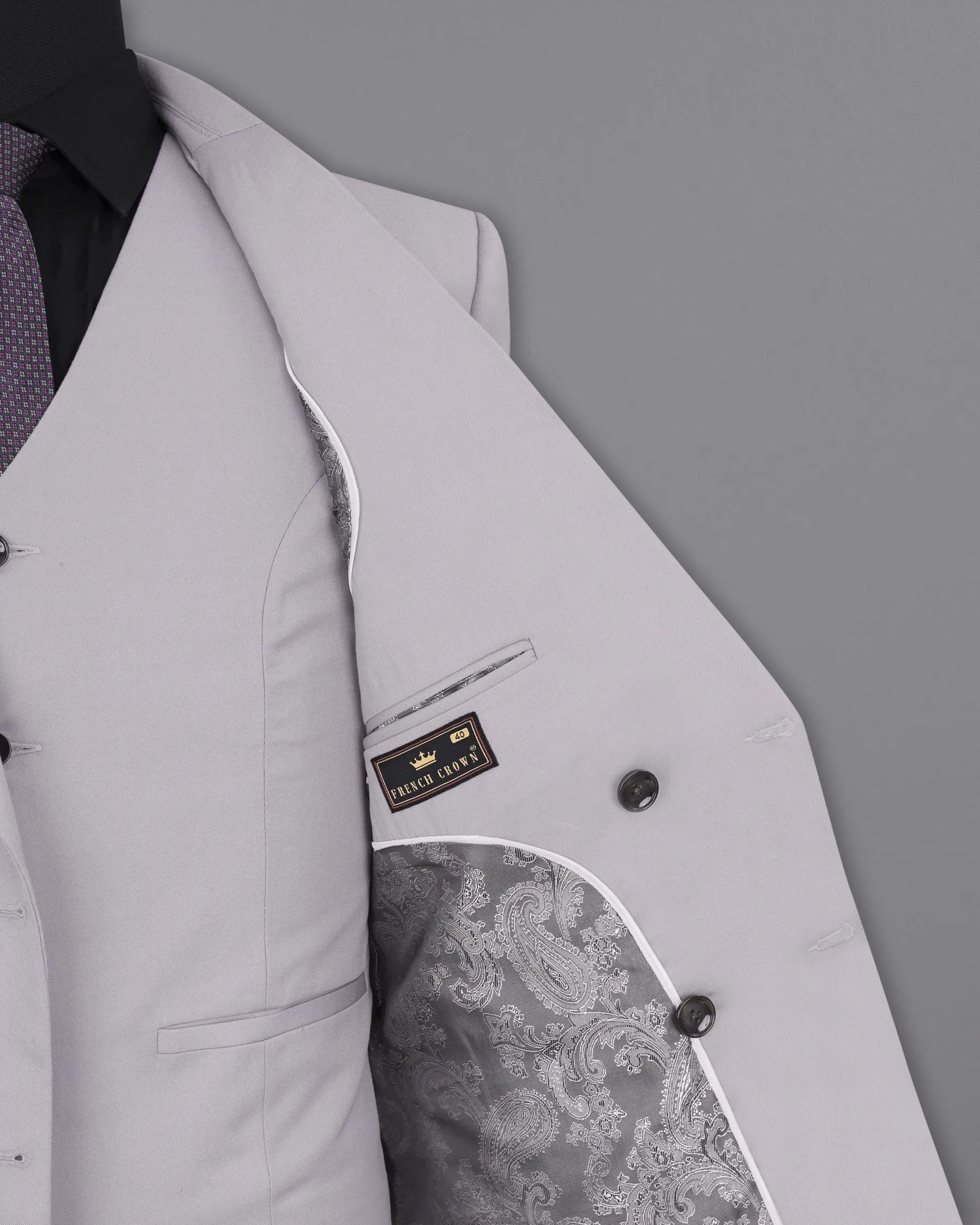 Amethyst Smoke Gray Double-Breasted Blazer