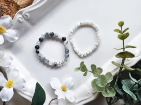 April Bracelet Stack || Tourmaline in Quartz, Herkimer Diamond & Moonstone Beaded Bracelet || Reiki Infused