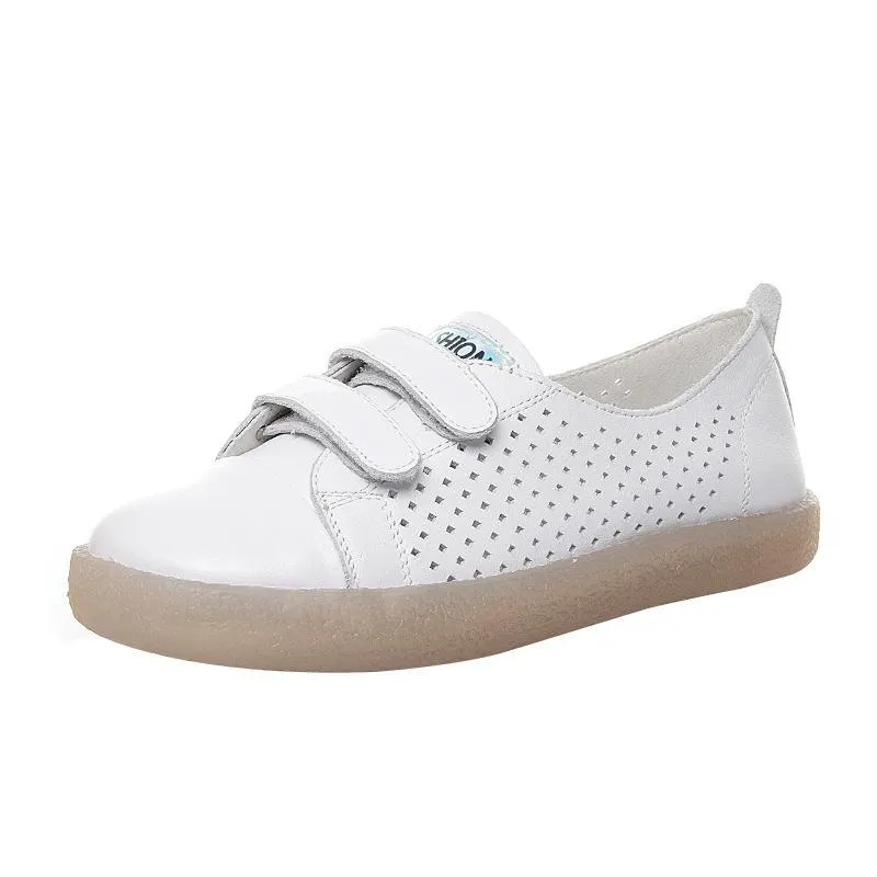 Babakud Leather Flat Soft Bottom Velcro Casual Shoes 34-41