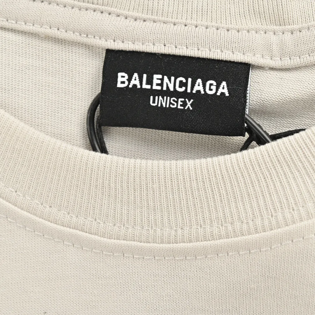 Balenciaga Beige T-Shirt with Abstract Graphic