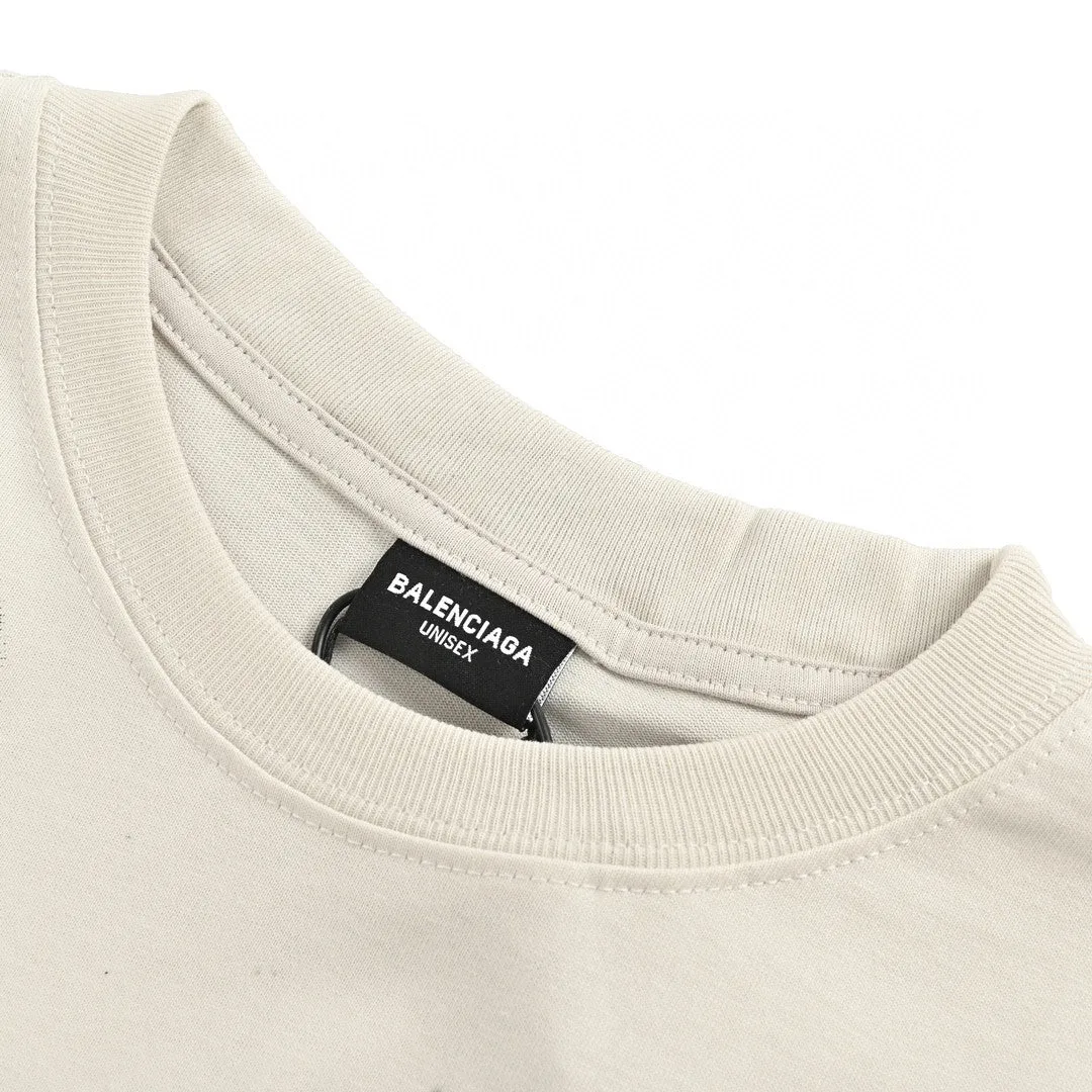 Balenciaga Beige T-Shirt with Abstract Graphic