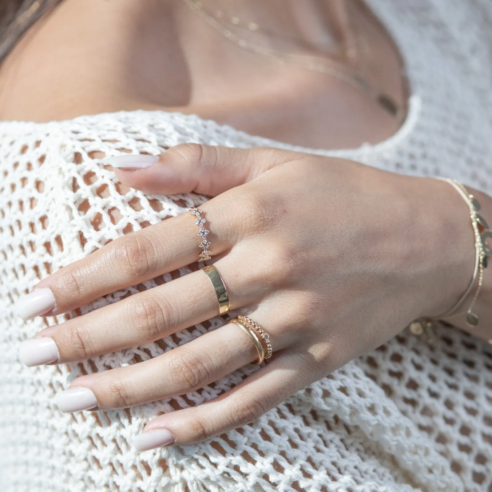 Beaded Sapphire Bezel Ring