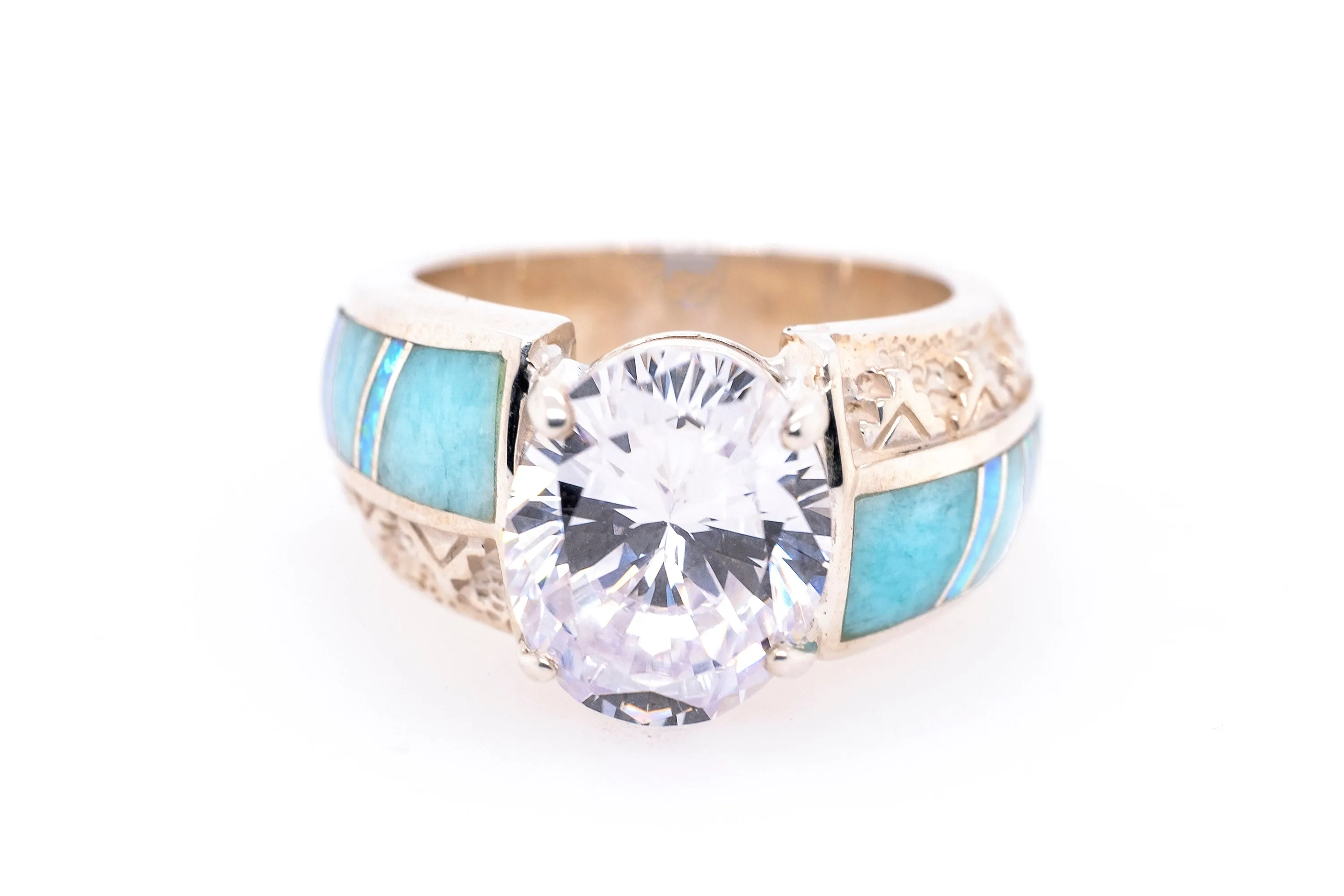 Beautiful David Rosales CZ Amazonite Ring