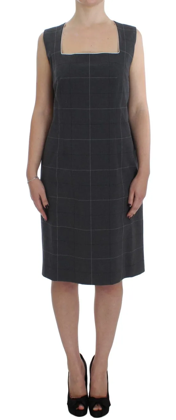 BENCIVENGA Elegant Gray Checkered Sheath Suit Women's Set