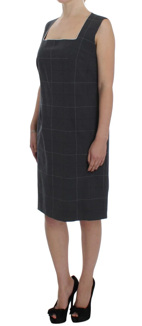 BENCIVENGA Elegant Gray Checkered Sheath Suit Women's Set