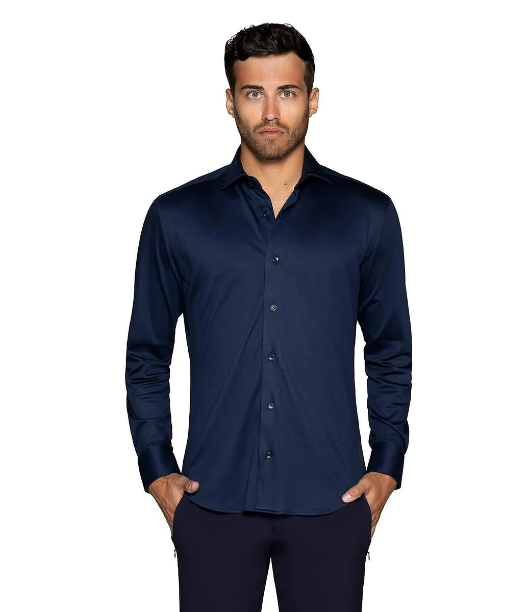 Bertigo Shirt | Nikky-92 Solid Navy Twill