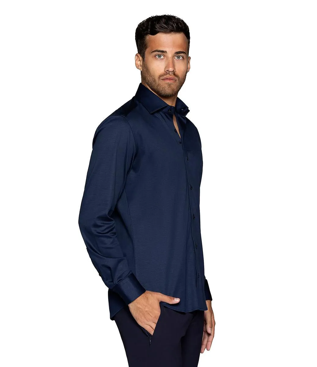 Bertigo Shirt | Nikky-92 Solid Navy Twill