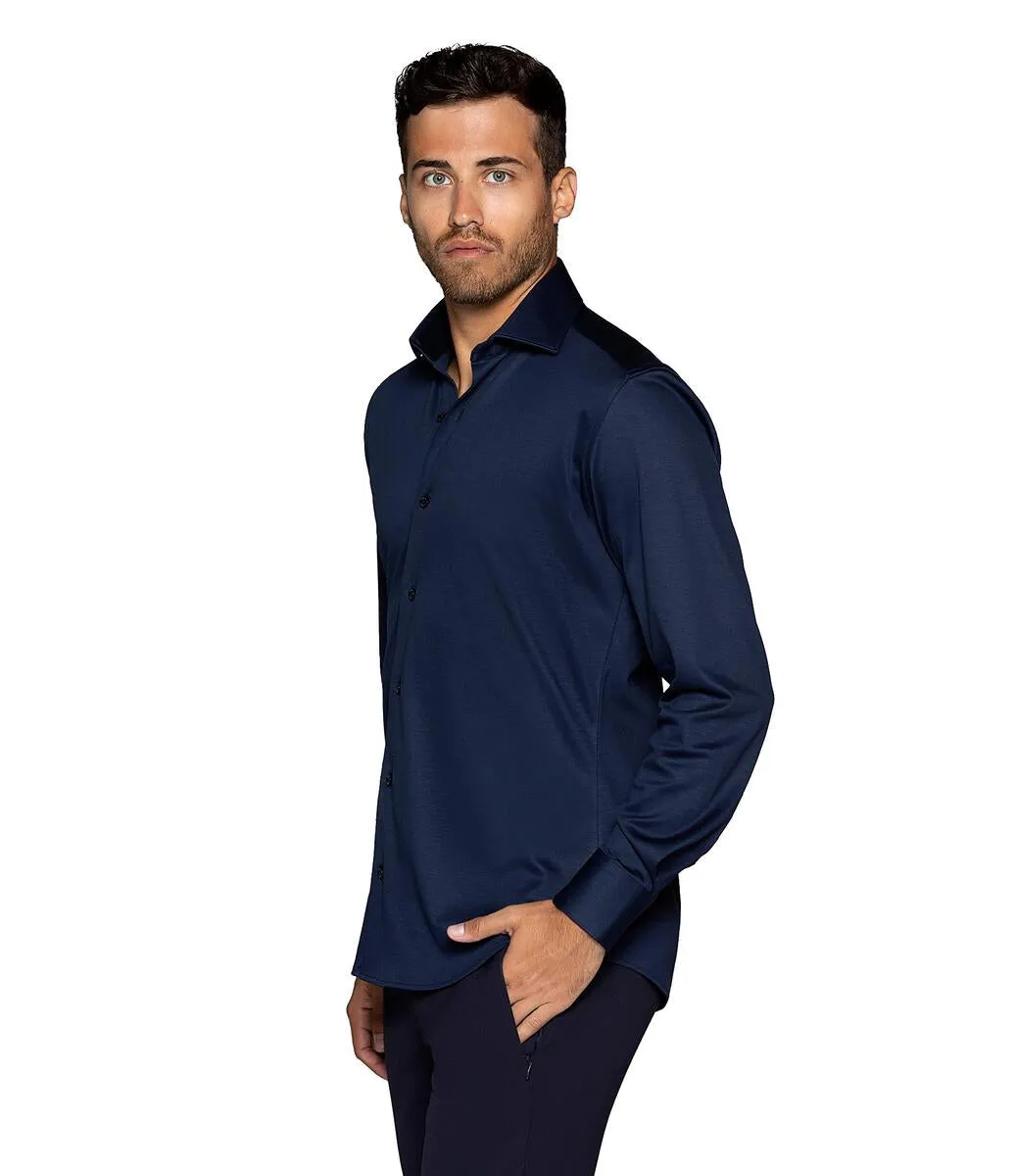 Bertigo Shirt | Nikky-92 Solid Navy Twill