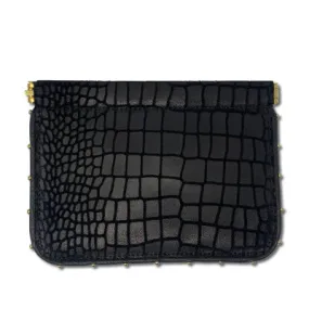 Black Croco Snap Clutch