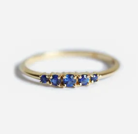 Blue Sapphire Ring With Five Stones 14K Yellow Gold