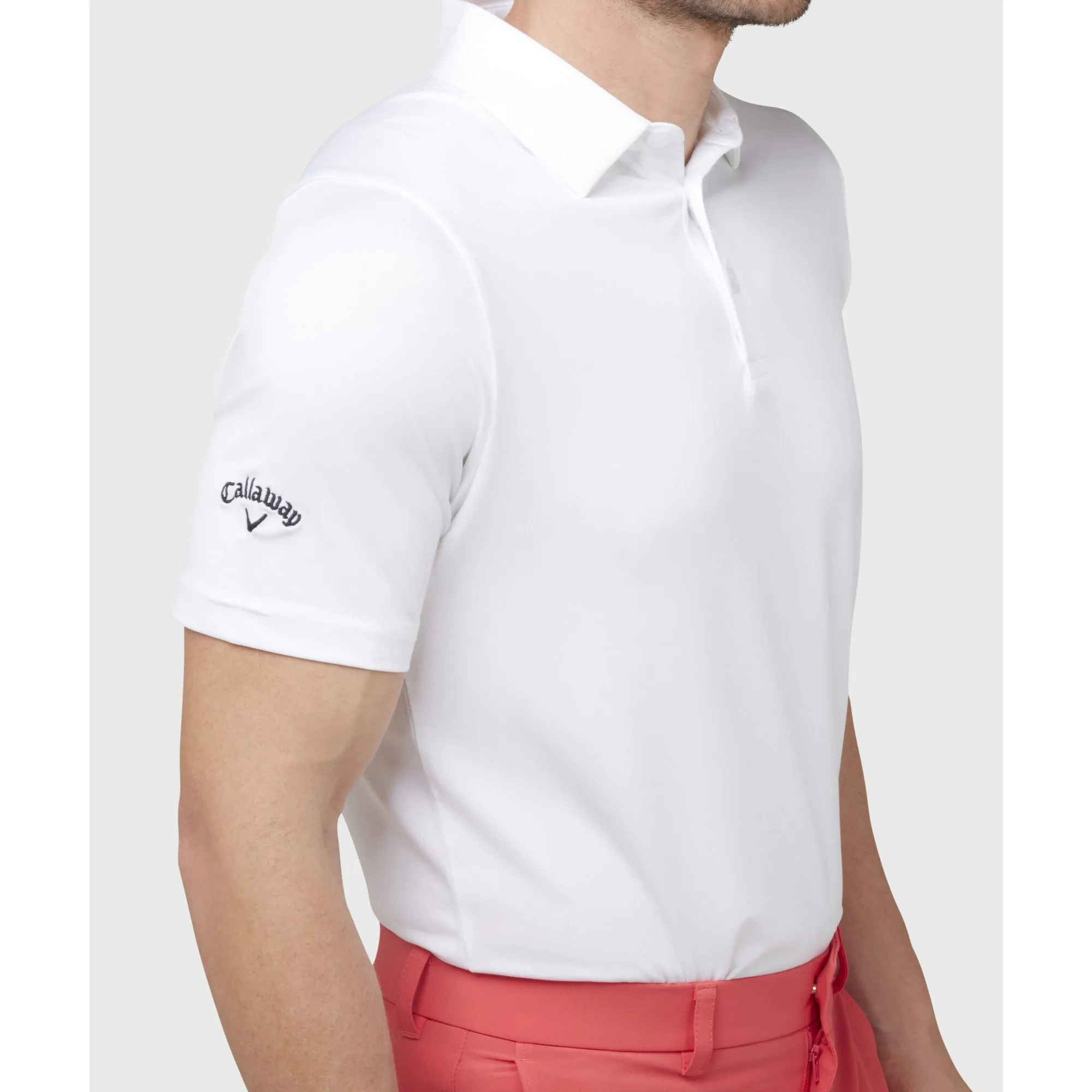 Callaway Men’s Swing Tech Tour Fit Solid Polo White