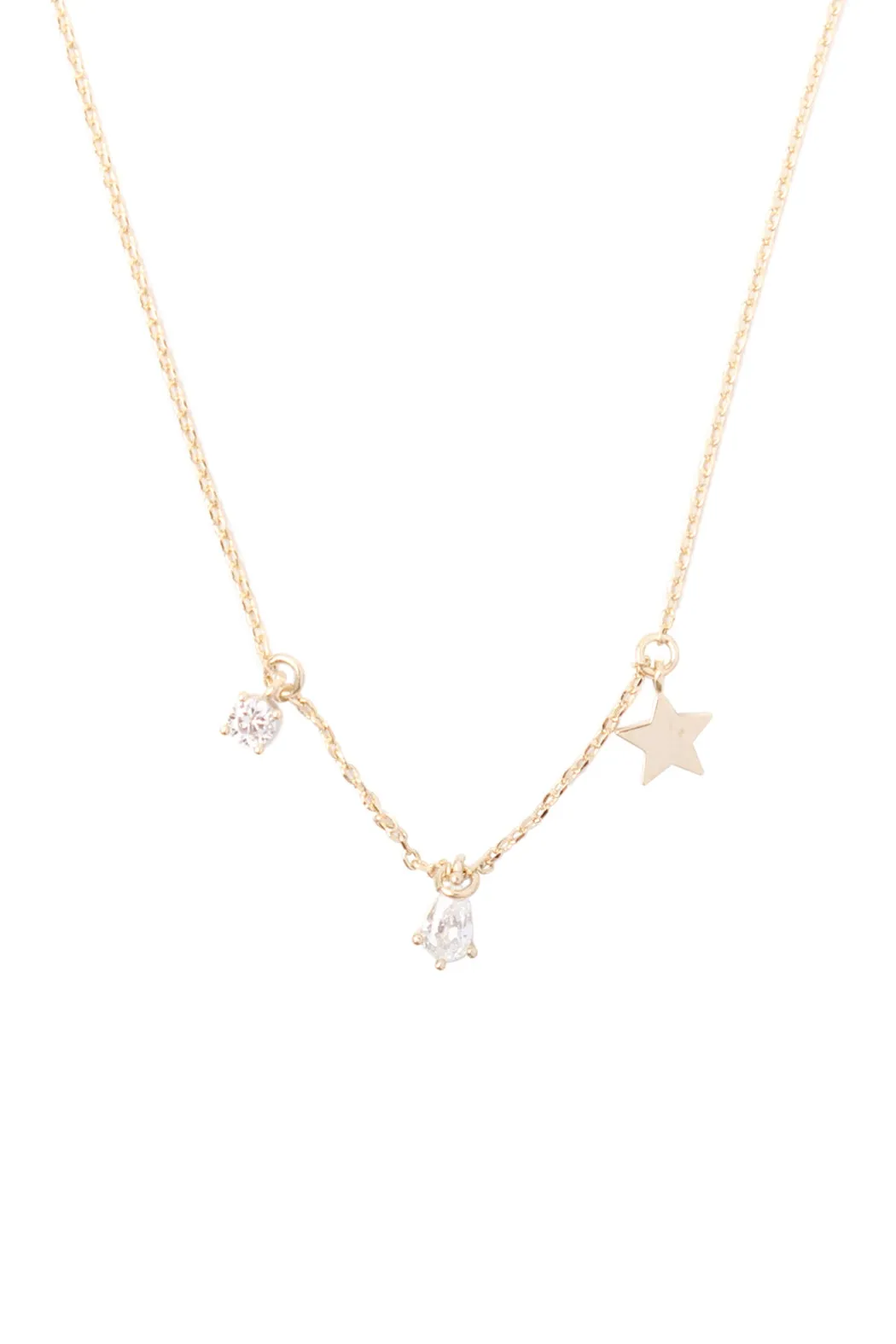 - Charm Star Rhinestone Chain Necklace Gold Crystal - Pack of 6