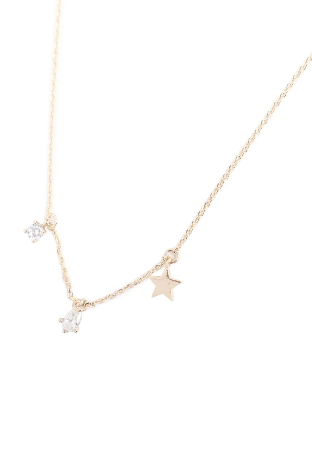 - Charm Star Rhinestone Chain Necklace Gold Crystal - Pack of 6