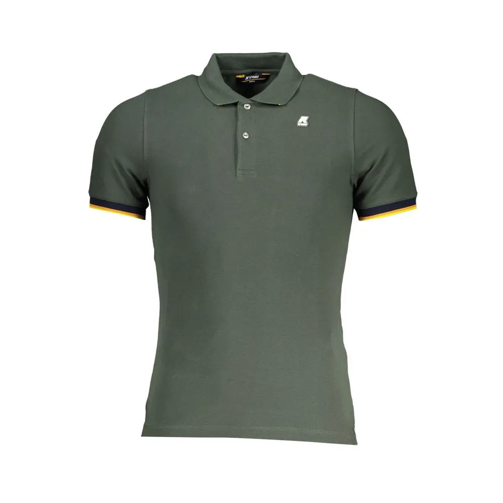 Chic Green Contrast Detail Polo Shirt