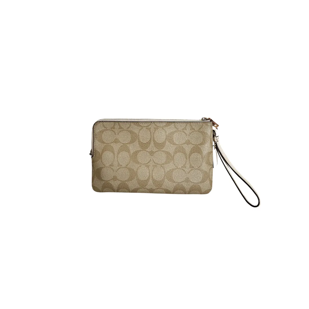 Coach Beige Coated Canvas Large Monogram Wristlet | Gently Used |