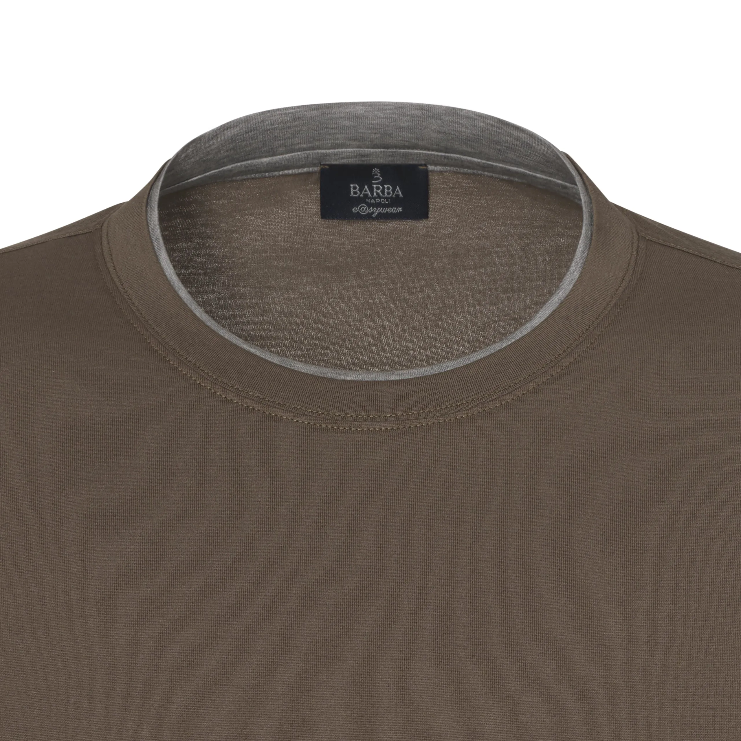 Cotton Crew-Neck T-Shirt in Earth Brown