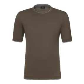 Cotton Crew-Neck T-Shirt in Earth Brown