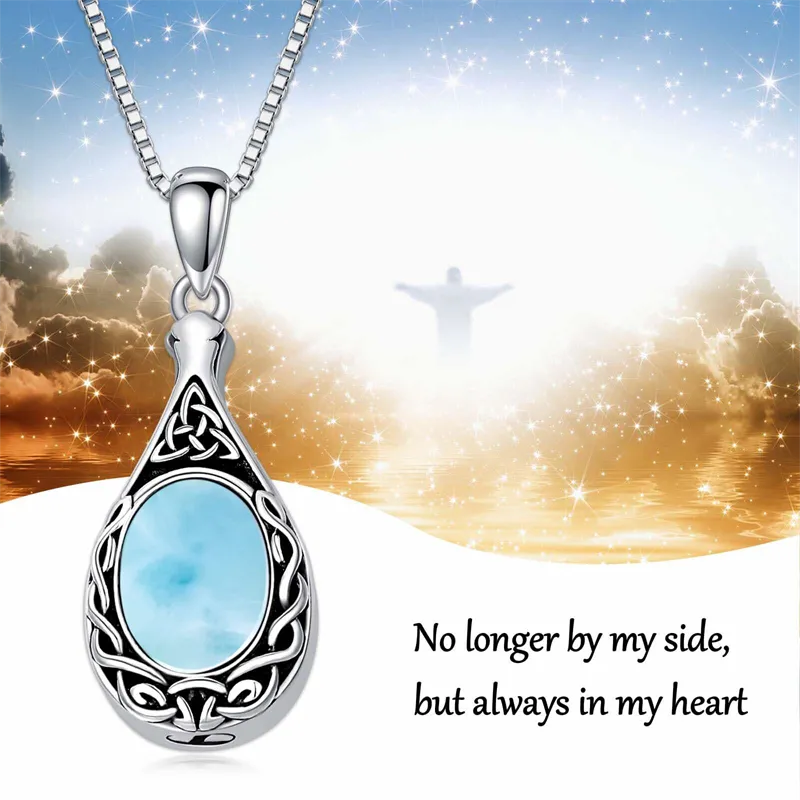 Custom Urn Necklace for Ashes Sterling Silver Moss Agate/Larimar/Moonstone Cremation Jewelry Gifts for Women Men Girls