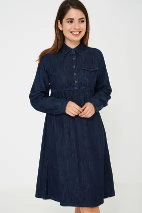 Dark Blue Denim Dress Ex Brand