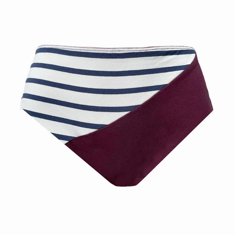 {Deep Red and Stripe} Organic Half and Half Full Brief