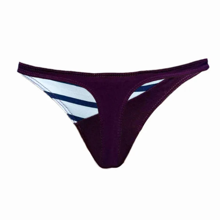 {Deep Red and Stripe} Organic Half and Half Thong