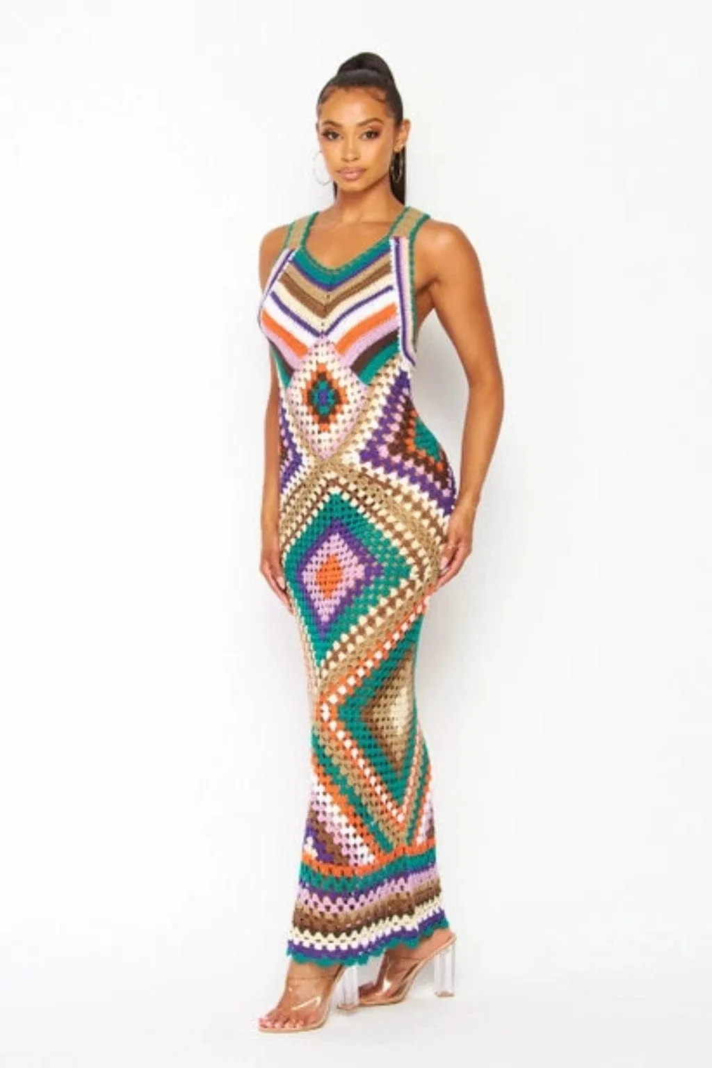 Dimond Knit Teal Maxi Dress