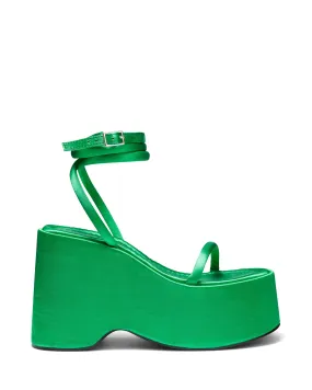 Elevate Platform Heel Green Satin