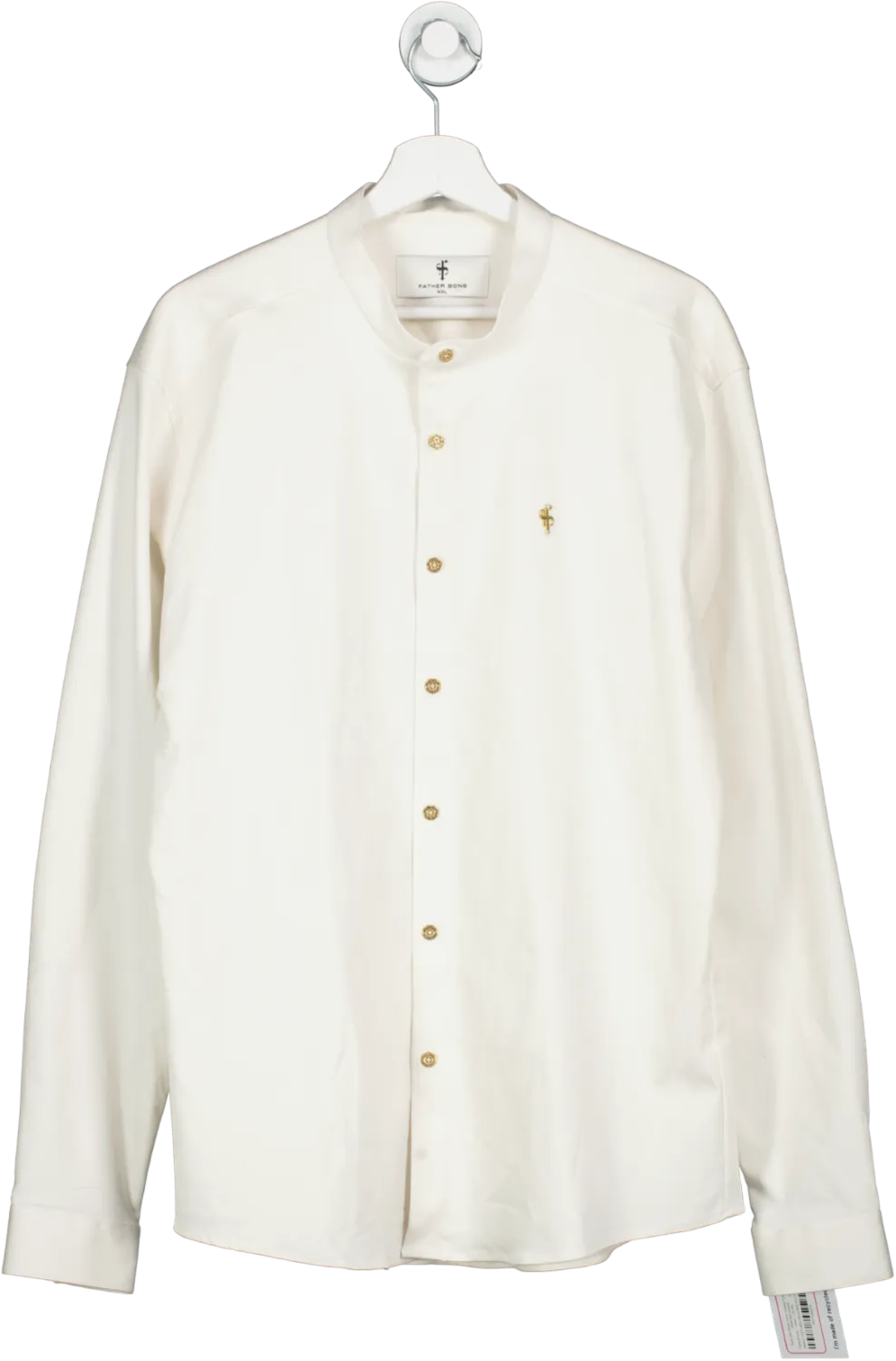 Father & Sons Cream Super Slim Stretch Denim Grandad Collar & Gold Metal Buttons/decal UK XXL