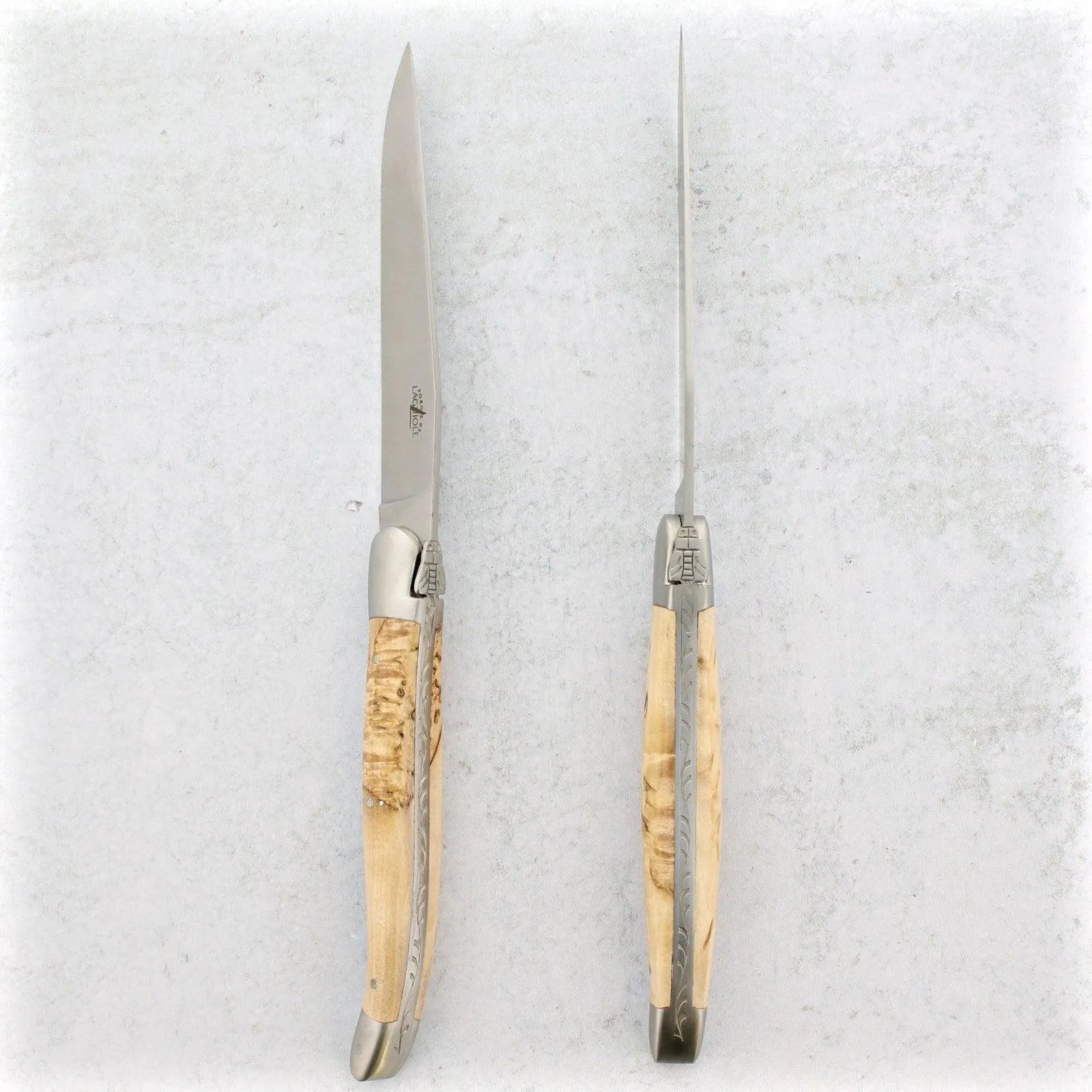 Forge de Laguiole Karelian Birch Steak Knives - Brushed