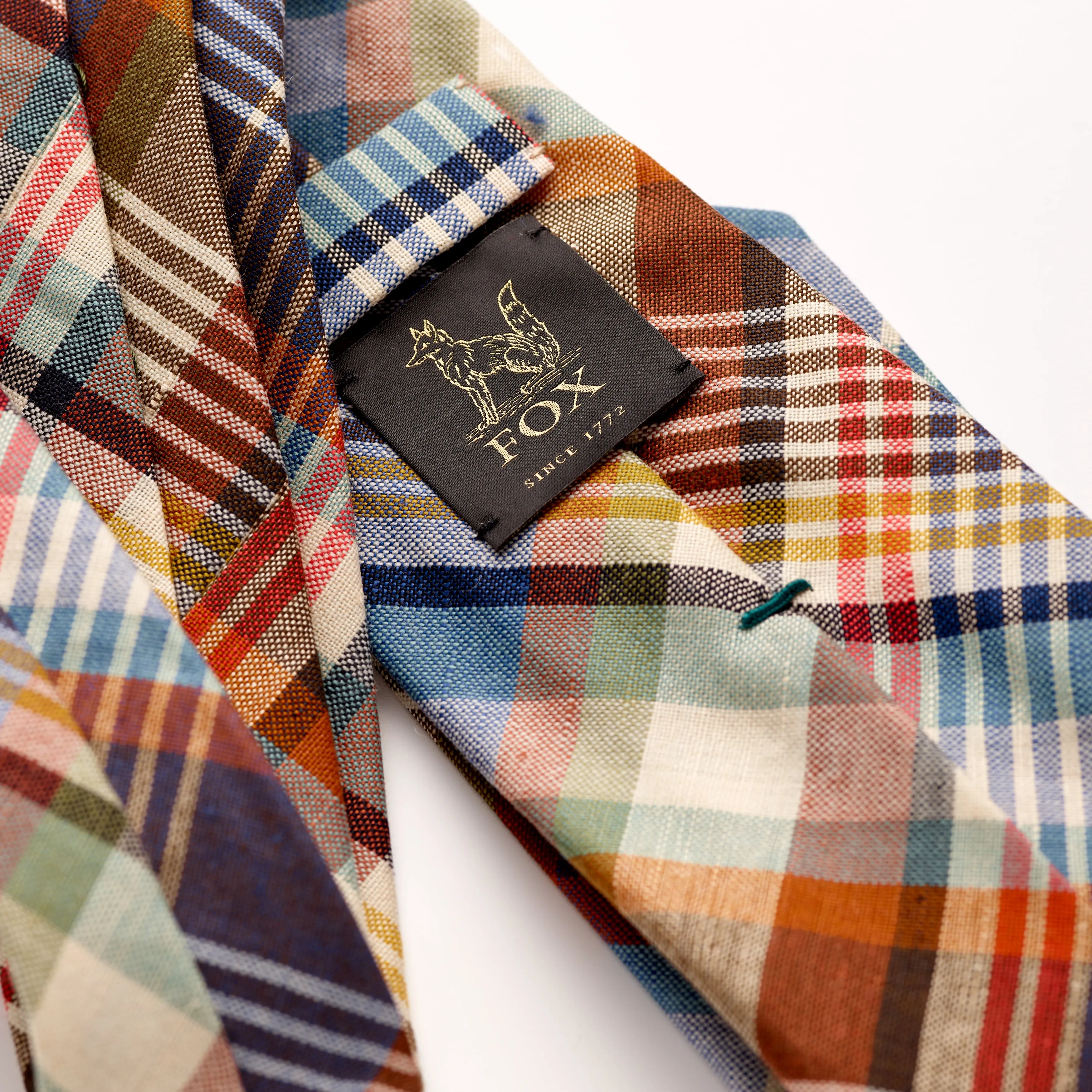 Fox 4 Fold Multicoloured Madras Check Tie