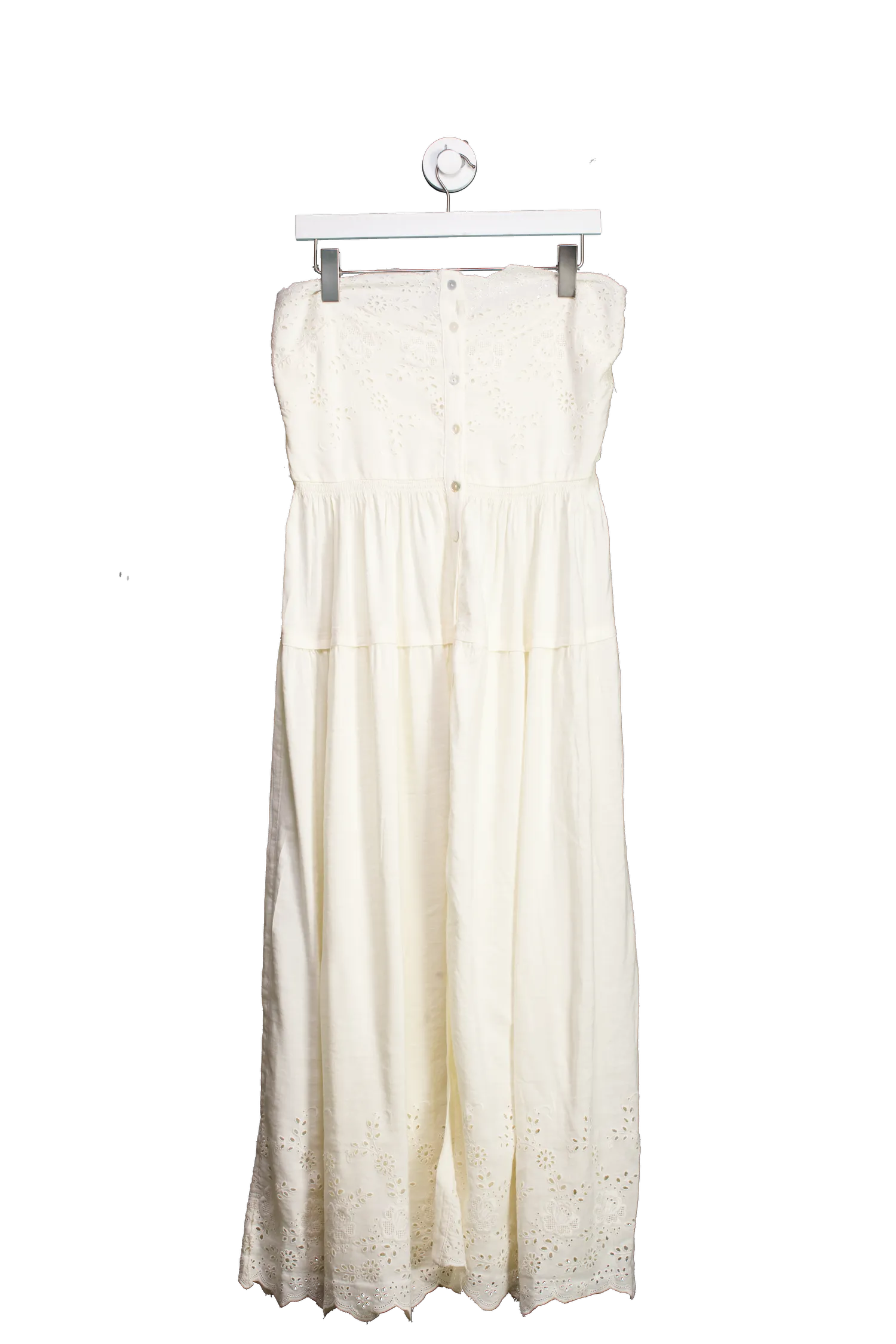 Free People Cream Evelyn Eyelet Midi Dress UK L