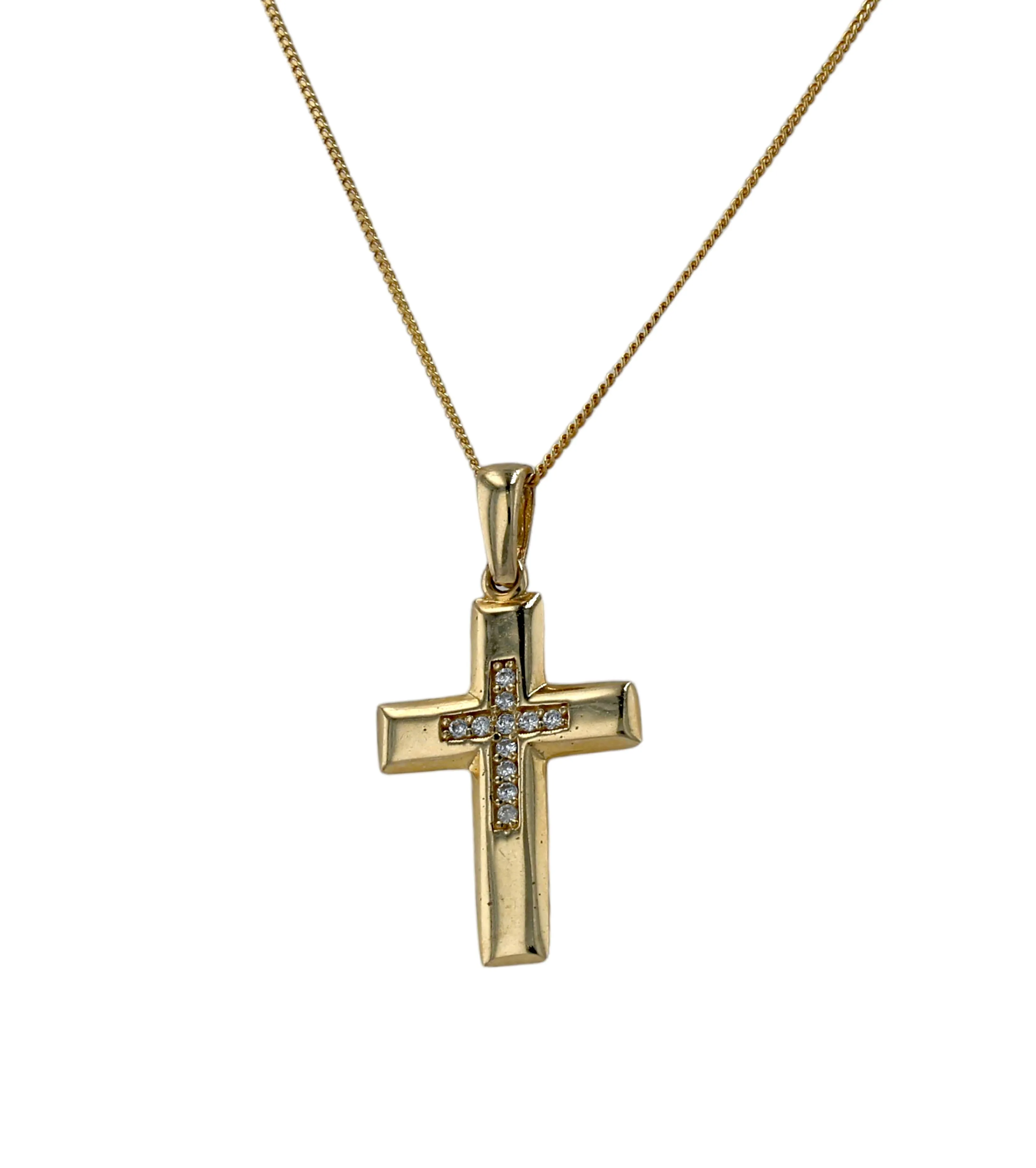 Gold 10k set cross pendant