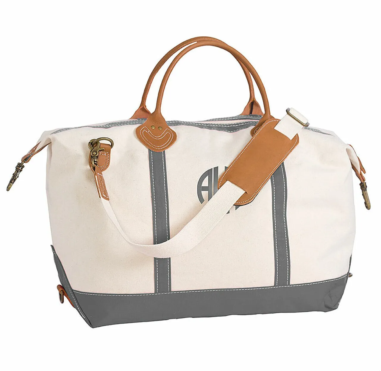 Haley Personalised Canvas & Leather Trim Weekender Tote