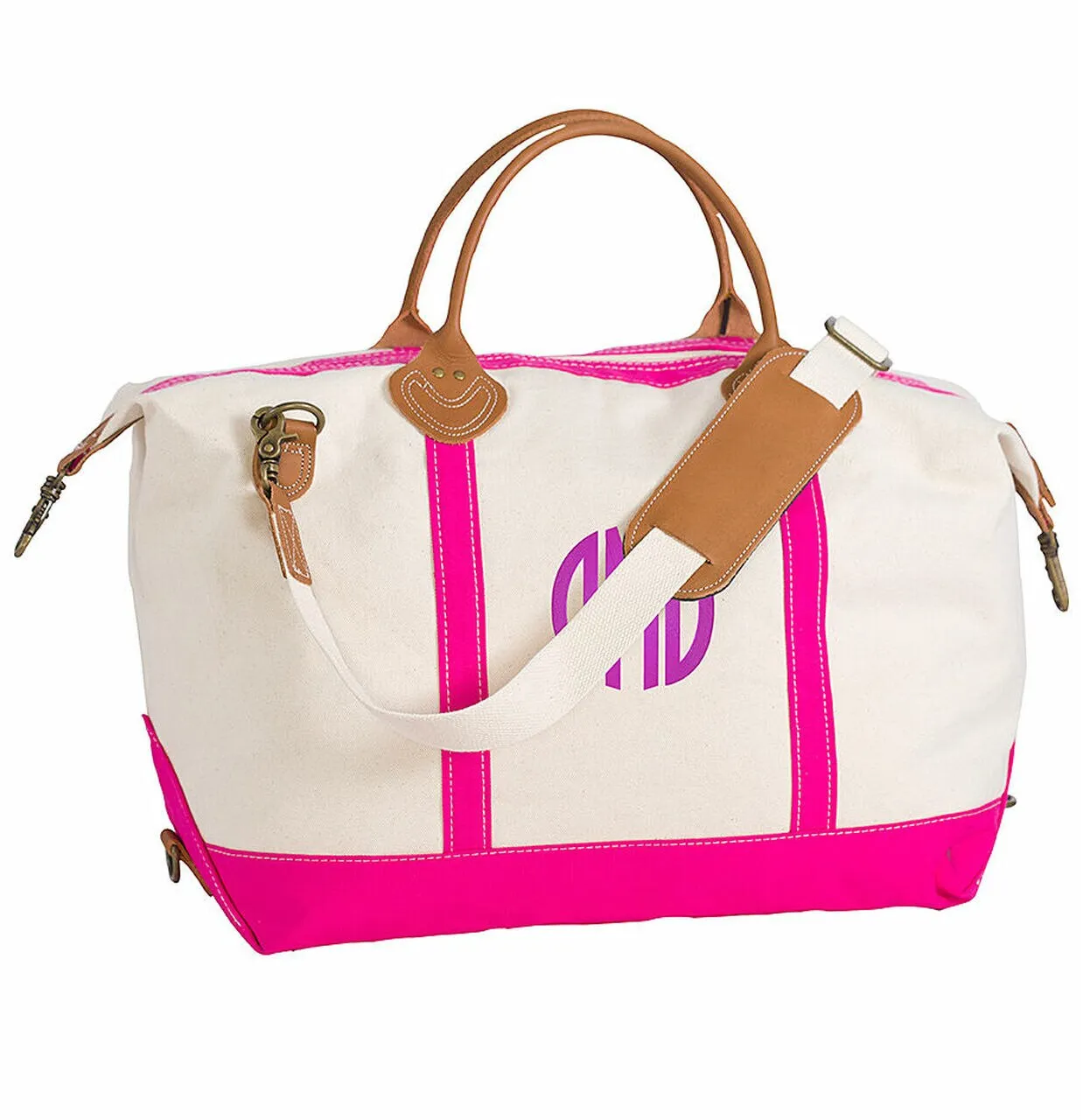 Haley Personalised Canvas & Leather Trim Weekender Tote