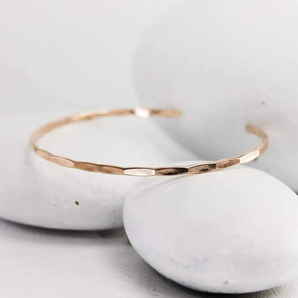 Hammered 14K Rose Gold Cuff Bracelet