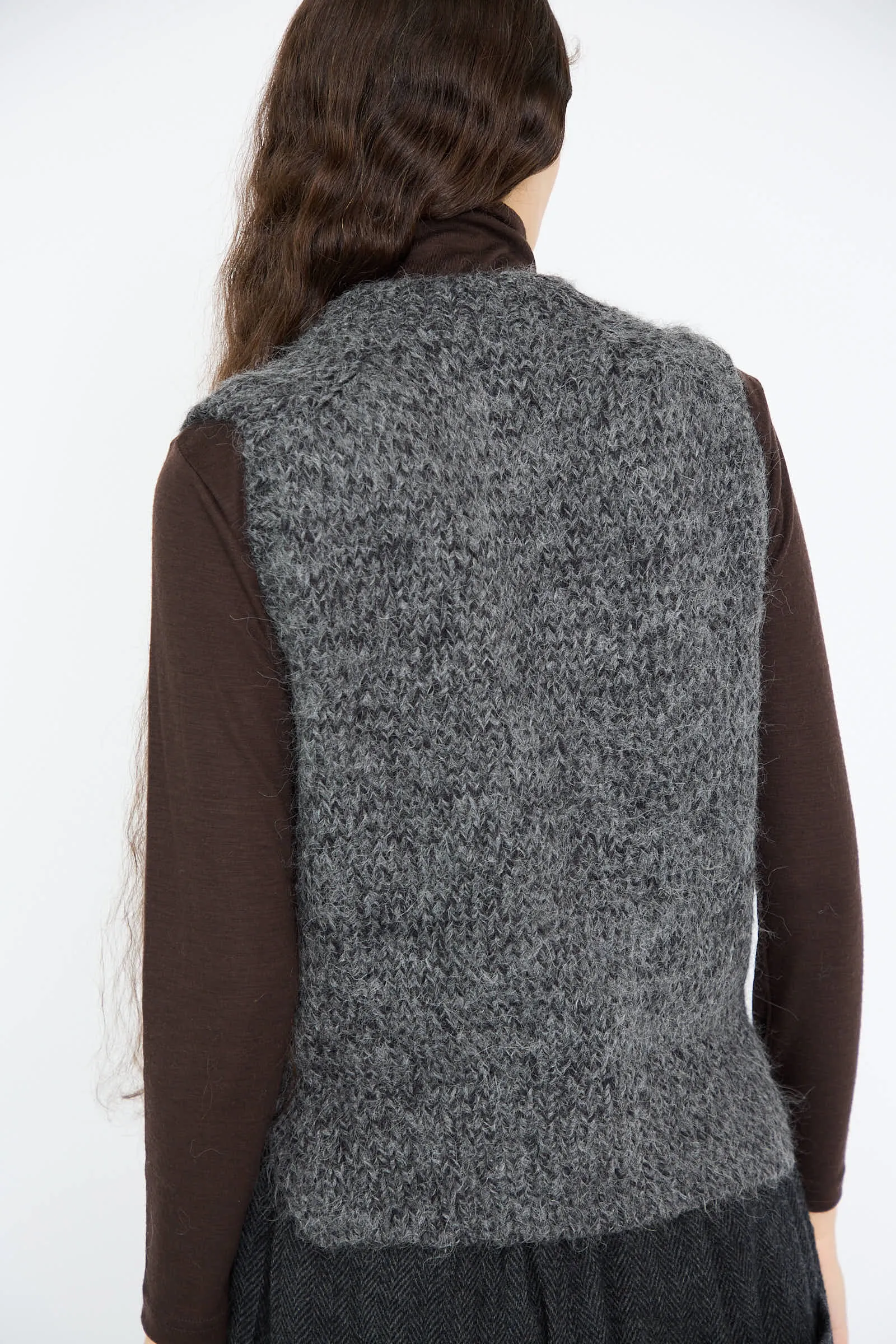 Hand Knit Wool and Alpaca Vest in Gray