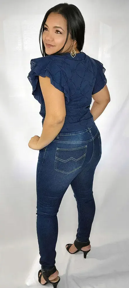 High Rise Skinny Jeans Dark Blue