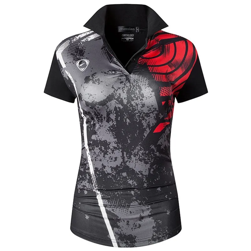 jeansian Style Women Casual Short Sleeve T-Shirt Floral Print Polo Shirt Golf Polos Tennis Badminton