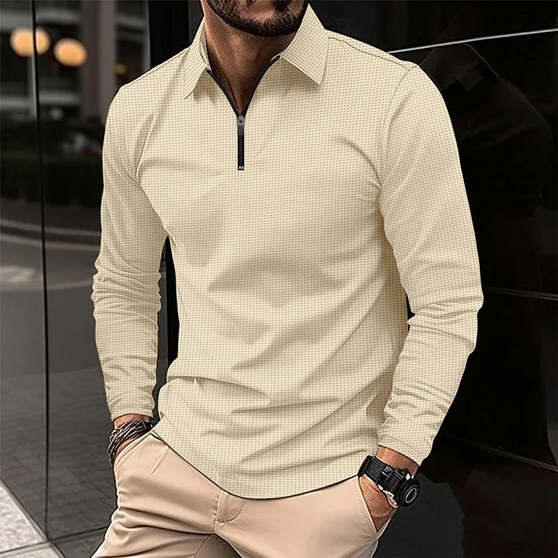 Lapel Fashion Solid Color Men'S Shirt