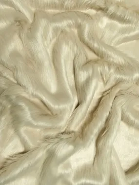 Latte Solid Shaggy Long Pile Faux Fur Fabric / Sold By The Yard