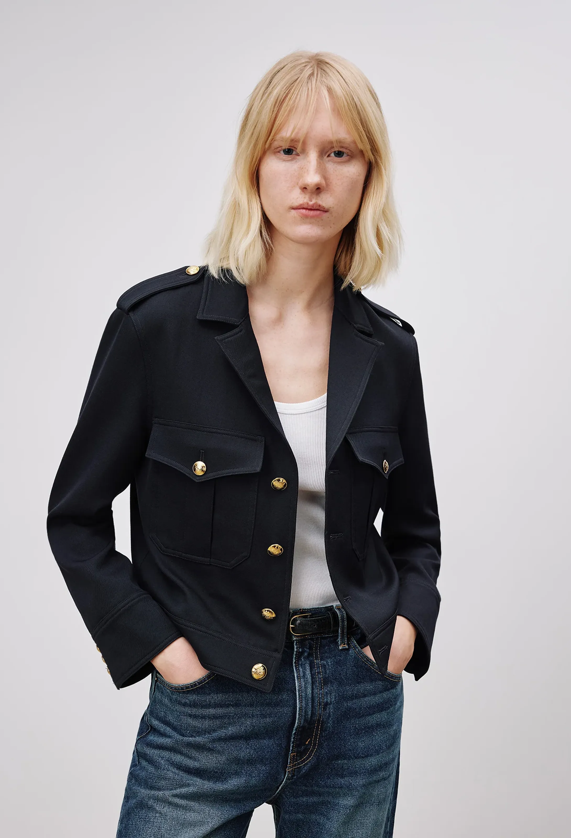 Lourdes Cropped Military Blazer