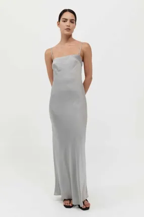 LOW BACK SLIP DRESS-SILVER